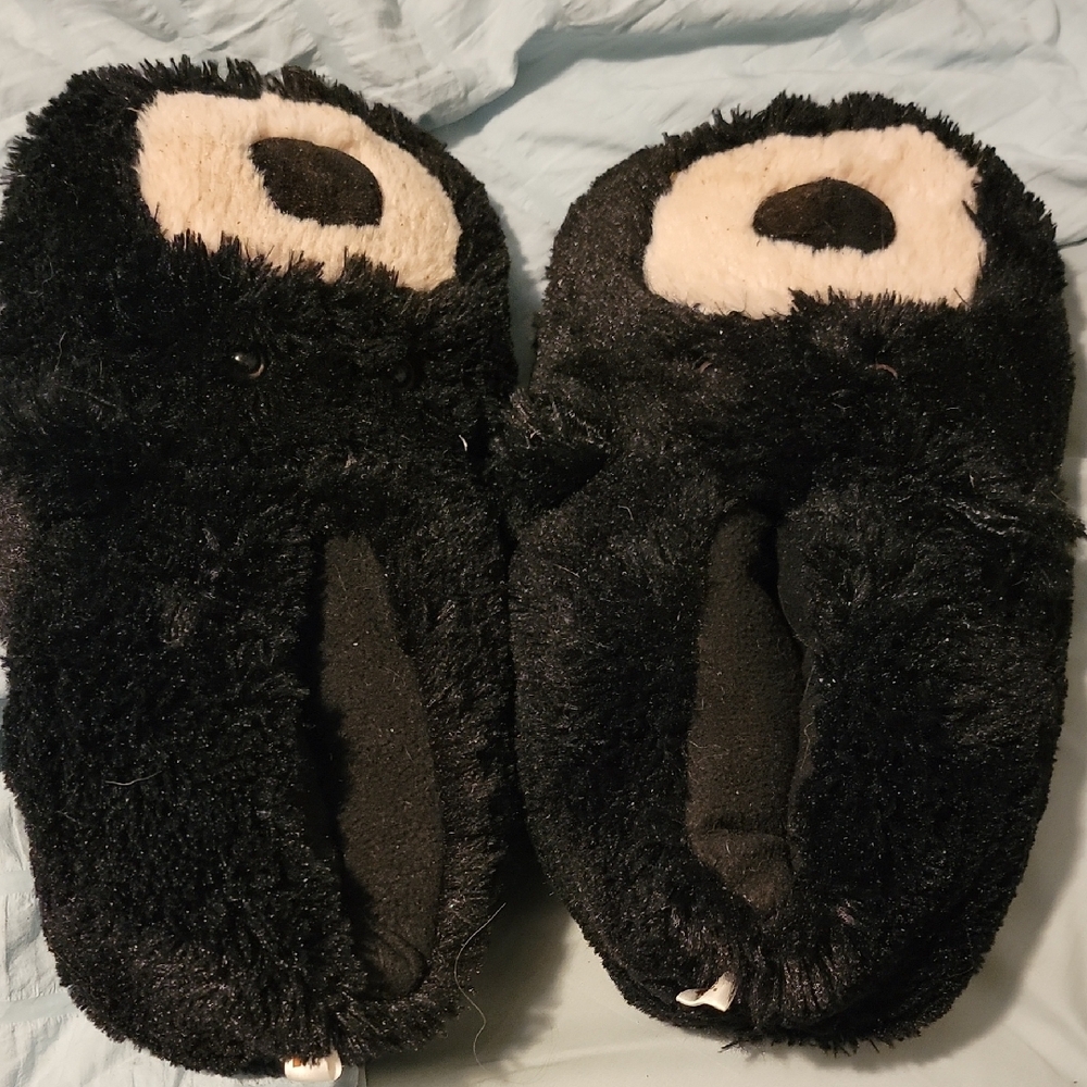 Cozy Black Bear Kids Slippers